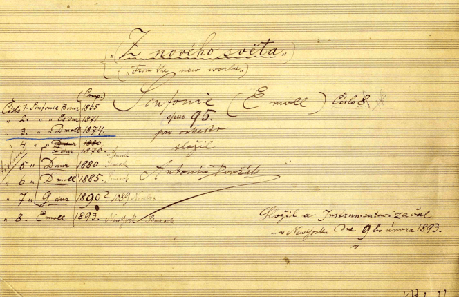 Dvorak-Autograph: Titelblatt der 9. Sinfonie