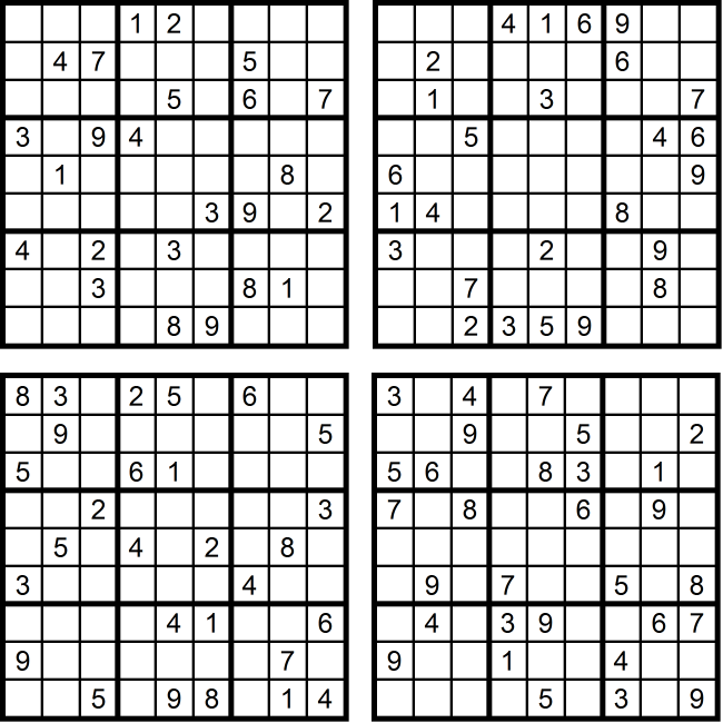 Sudoku-Quartett-Rätsel-Aufgaben - März 2017 Glarean Magazin