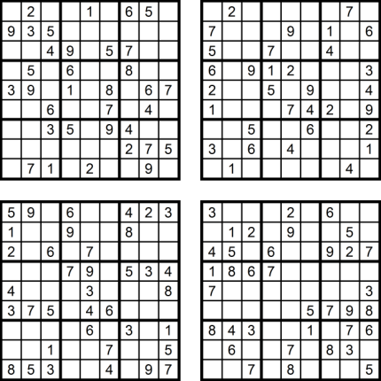 Vier leichte Sudoku-Rätsel (Juni 2017)