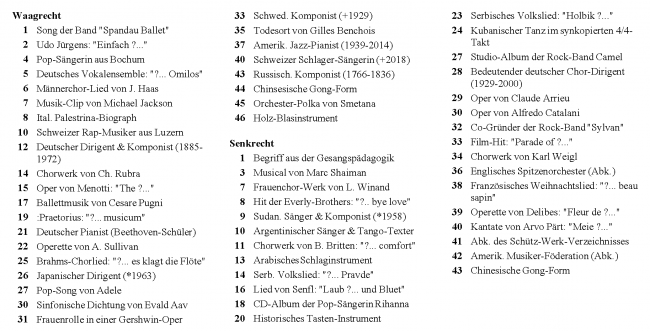 In Der Musik Langsam Breit Kreuzworträtsel Das neue Musik-Kreuzworträtsel (September 2019) - Glarean Magazin