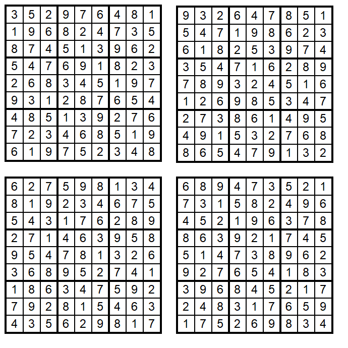 Vier neue leichte Sudoku 1-4 März 2020 - Zahlen-Puzzle-Quartett - Loesungen Glarean Magazin