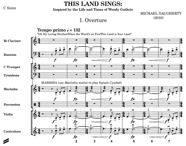 Michael Daugherty - This Land Sings - Woody Guthrie - Begin Overture - Full Score - Glarean Magazin