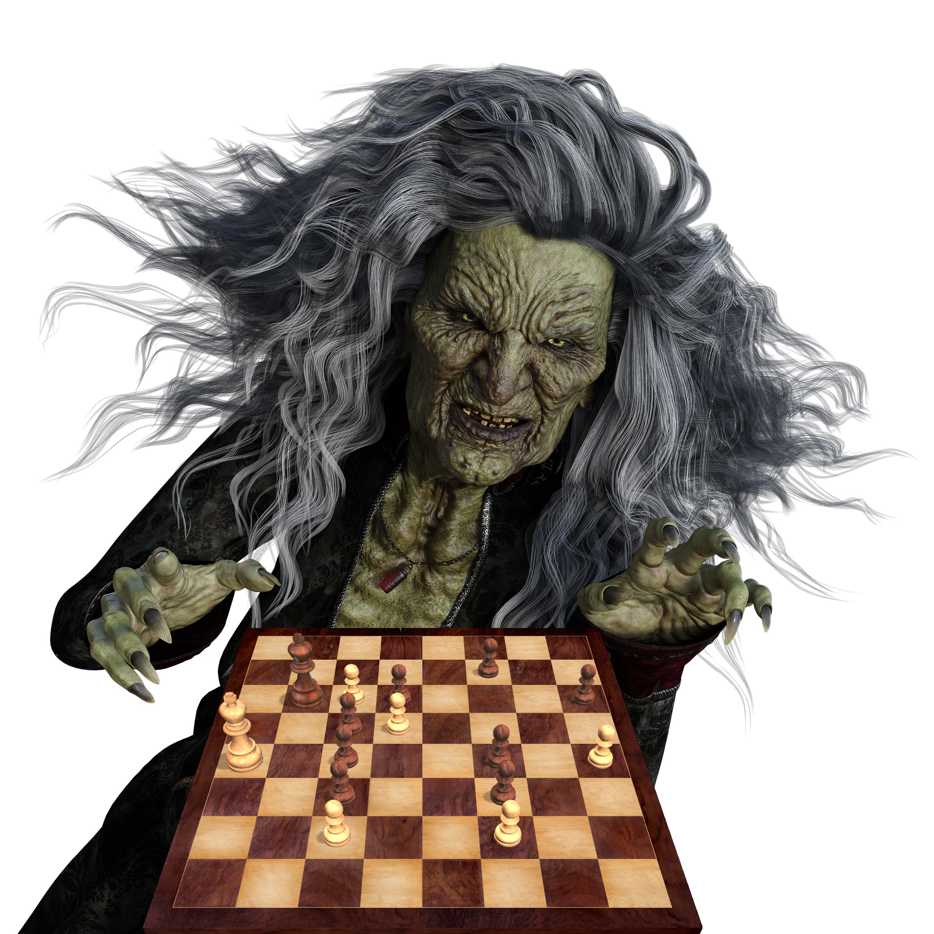 Halloween Hexe spielt Schach - Halloween Witch plays Chess - Oktober 2021 - Glarean Magazin