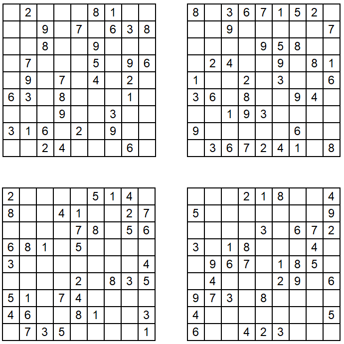 Neue leichte Sudoku-Puzzles - Juli 2022 - Glarean Magazin - Aufgaben