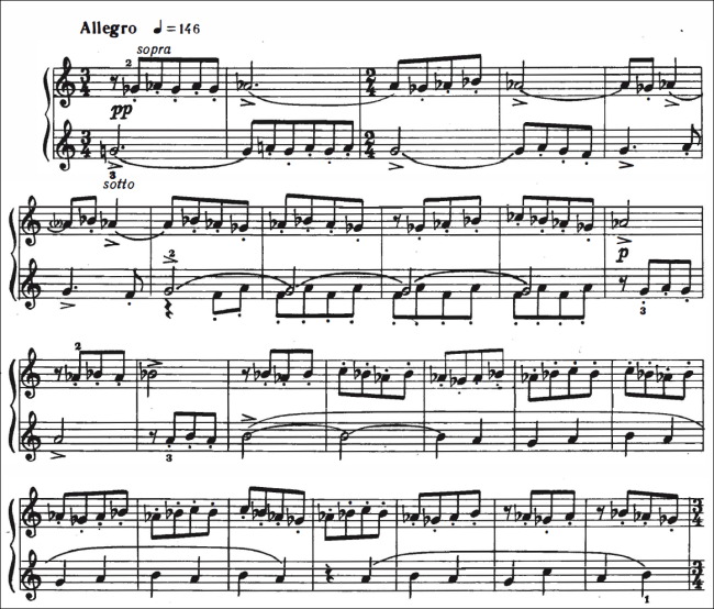 Beginn von Bela Bartoks "Aus dem Tagebuch einer Fliege" (Mikrokosmos Nr. 142) Beginn von Bela Bartoks "Aus dem Tagebuch einer Fliege" (Mikrokosmos Nr. 142)